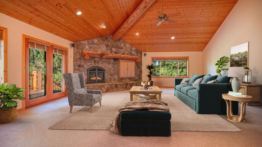 Own one of the very few Sunriver homes with a full size, 16' x 40' heated RV garage. Beautifully designed 4 bedroom, 3.5 bath home. Great Room design with exposed log beams, gas fireplace, and hickory cabinets. The Primary Suite has vaulted ceilings and a bath with a deep soaking tub and a walk-in shower. The kitchen has a large pantry, silestone countertops and under-cabinet lighting.  Several decks wrap around the Great Room. One is a cozy covered one right off the kitchen that is perfect for morning coffee, the second is large and deep and another one off the Primary Suite.  There is a bonus/media room with another gas fireplace plus access to a lower rear deck. There is also a second Primary Suite, two comfortably sized bedrooms, a full bath and a utility room. There is an enclosed storage area that is perfect for deck furniture, bikes, kayaks or any other toys needed for Central Oregon adventures! There is a large workshop with a deep sink just off of the garage. Welcome home...