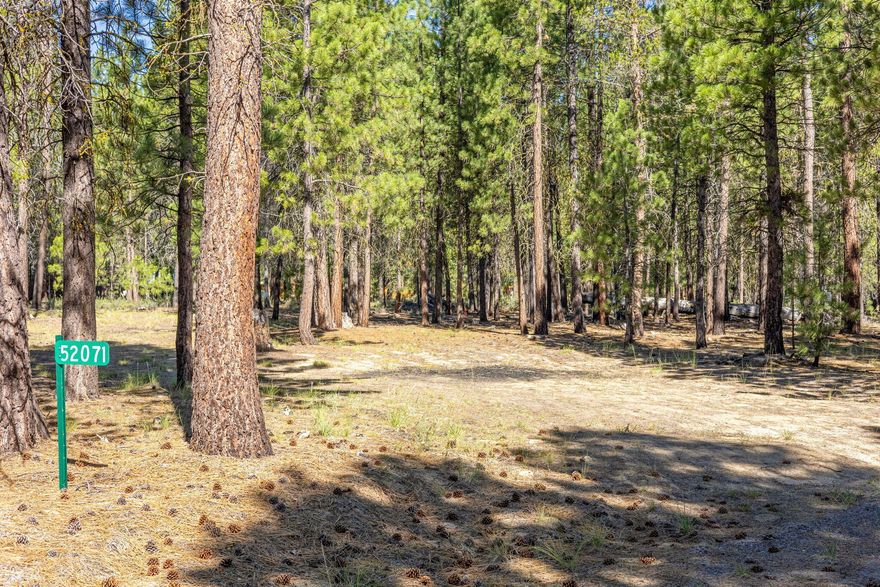 Come enjoy the serenity of Ponderosa Pines, a desirable community of homes on small acreage lots. Blacktopped main road, community mail center, and quick access to BLM and National Forest Land. This 1.34 acre culdesac lot with no thru traffic, gives you the peaceful setting you are seeking. A level lot boasting a beautiful canopy of mature ponderosa pines that provide both shade and a sense of seclusion. Community water with water meter already installed, power at the street, this spot is ready for you to come camp or build. Located just minutes from the High Cascade Lakes, Quail Run Golf Course, Wickiup Reservoir, and Mt. Bachelor; ski, golf, hike... your recreation options are endless. The Deschutes River is also just down the road with a boat ramp and many areas to access for fishing and camping.