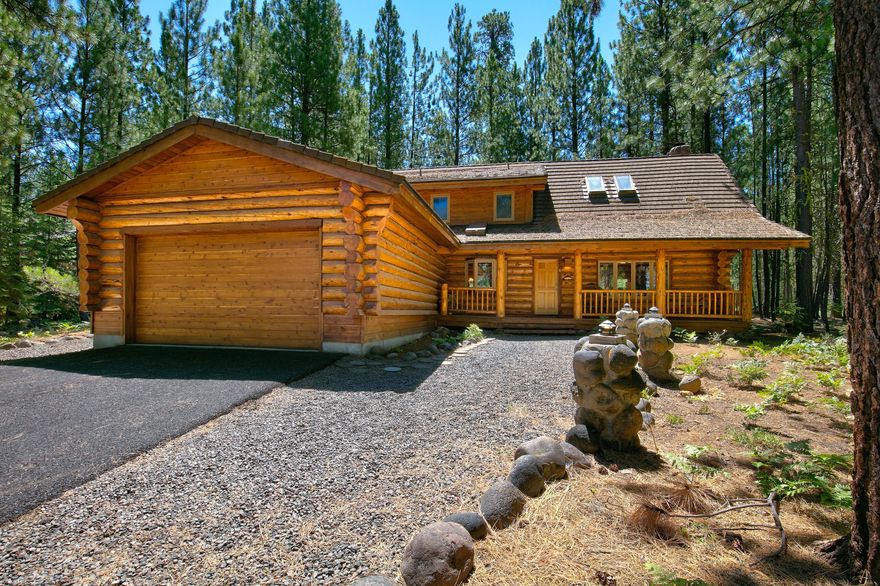 Stunning Black Butte Ranch log home backing to the Deschutes National Forest. As soon as you enter the front door, your eyes will be drawn to the beautiful vaulted log beam ceilings as well as a floor to ceiling river rock wood burning fireplace. Off the great room, is a fully equipped kitchen with a large island for extra counter space. Easy access to the back deck from both the kitchen and great room to sit back and take in all the sights and sounds that the forest has to offer. The primary bedroom with full bathroom is located on the main level. Upstairs you will find plenty of space for friends and family with three additional bedrooms and two full bathrooms. Come see GH 316 today!
