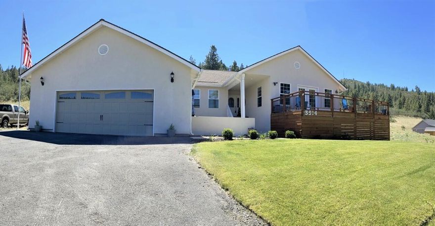 This Gorgeous, Updated, & Tastefully Appointed Home exemplifies Pride of Ownership!  Located in a Semi-Rural and Private setting, the Home sits on 2.32 acres, above a lightly traveled dead-end road. Totaling 3017 sf, 2,313 is Main level Living that includes all 3 Bedrooms.  Downstairs is 704 sf of Finished Bonus Room with a Full Bath & Wet Bar, allowing for the option of Guest Quarters or a Fourth Bedroom!  The Kitchen is Gorgeous, as it has a large Granite Island for casual dining, Stainless Appliances, a Gas Range, Granite Counters, and a spacious Pantry.  Newly finished Hardwood floors, New Carpet & Paint throughout, with a Gas Fireplace in the Dining Room. The Primary Bathroom has an inviting Soaking Tub with Dual Sinks, and a newly Tiled Shower!  A lovely Court Yard with fireplace provides for Outdoor Entertainment, and the wrap-around Deck offers Privacy and Panoramic Views!  NEW Roof & Septic System in 2019.  Just minutes to Town, but feels like a world away!