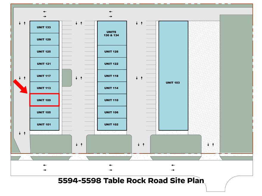 Flex-space contractor garages for lease - 5598 Table Rock Road, Unit 109. This 1,500 SF warehouse space offers small and growing businesses an easy, well-located flex space to operate their business. Users will appreciate tall clear heights, efficient office space, a private restroom, and a 12'x14' overhead door. Prospective tenants should note that water and sewer charges are included in base rent. Unit electricity, gas, and trash service (if desired) shall be paid by tenant, in addition to a $150/month CAM charge. Conveniently located just off of Table Rock Road, the spaces are just ±7 minutes to direct Interstate-5 and Highway 62 access. Reasonable TI package considered. Additional 1,500 SF spaces also available in same complex - contact brokers for more info. Available within approx. 90 days from listing date.