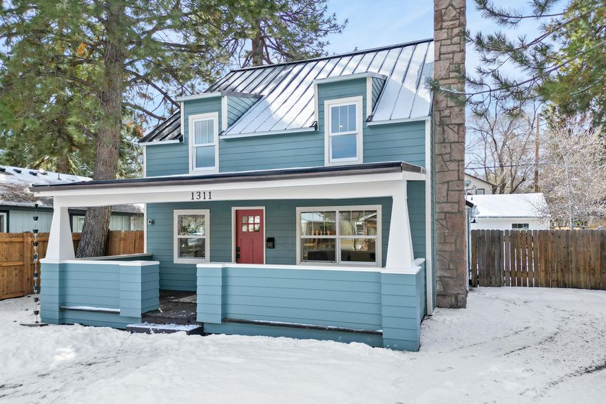 Brand new 1904 craftsman that has been restored to its glory days with all modern upgrades including  forced air, A/C, EV charger, metal roof, plumbing, electric, & reclaimed hardwood floors. Situated in the heart of Bend, use this unicorn property as your urban family home or investment. Investment opportunity awaits with both a grandfathered short term rental permit & detached ADU with 1 bedroom and 1 bath. The main home features 3 bedrooms & 3 full bathrooms with tile work, a spacious family room including a gas fireplace, kitchen with eclectic backsplash, breakfast bar & dining room, & outdoor space. Explore Newport & Galveston Corridors a few blocks from your door. Let this home be both your cozy retreat & basecamp to outdoor adventure with Deschutes River Trail 1 mile away. Investment opportunity, turnkey on Bend's West side, walking distance to amenities, and close to outdoor recreation: truly a unicorn!