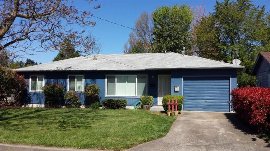 Great first home or reliable rental investment in East Medford. This 3 bedroom 1 bath home has all the right features! Refurbished in 2005, it includes double-pane Milgard vinyl windows with wood trim and blinds, attractive kitchen cabinets and counters, refinished wood floors, tile in the bathroom with tub/shower combination, and the house has forced air heat and air conditioning. The single-car garage is attached, there is a fenced back yard and it is a short walk to Bear Creek Park, the Library, and RCC.