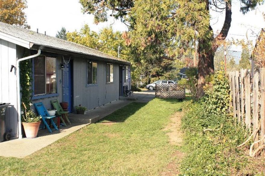Great investment opportunity centrally located in Grants Pass. Well maintained duplex; both with 2 bedrooms, 1 bath, laundry hook-ups, central heat and air, range/oven, dishwasher and a private patio. Each unit has separate electrical meters. There is a large shared backyard with fenced garden area and 4 off street parking spaces. Newer appliances, flooring and paint. Both units are currently occupied. Easy access to I-5, downtown, public transportation, schools, shopping and medical facilities.