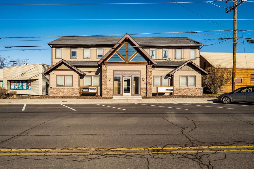 Chukar Point is a multi-tenant office building located in downtown Prineville. The building is fully leased to 8 tenants through the end of 2025. Quality construction and well maintained. This property features an elevator, sprinklers throughout, 12 onsite parking spaces, and ample street parking in front of the building. There is a 7% cap rate.