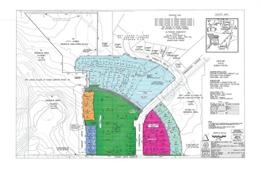 Be a part of the Cedar Landing Community in East Medford (formerly Cedar Links Golf Course) a new progressive neighborhood with 2.91 miles of proposed hiking trails and over 20 acres of open space. This is a well-designed and first class Community with a great mix of uses. Commercial Element Available 3 to 4 separate pads, total square feet 10,000 single level, 15,000 square feet allowed with partial two-story. Multi-Family Element Available 70 to 100 Units depending on size, two story $2,500,000.00 offering price for both elements. Some Pictures are for illustration purposes only. Entire PUD has conditional approval with some phases already finaled and construction of single family homes under construction.