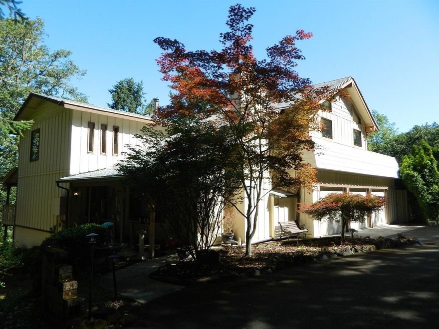 Private Country Estate on 26.8 acres minutes to town. Multilevel home in wooded setting with 4 shops can store 29 cars. 4038 sq ft home 4 bdrm, 4 baths, 3 fireplaces. Sunken living room with cathedral ceiling, floor to ceiling windows, rough cedar paneling, fireplace & plank flooring. Formal din rm, country kitchen w/family room & 2nd fireplace. Master bedroom is over sized w/remodeled 1 1/2 bathrooms His and Hers, featuring Jacuzzi tub, shower & double sinks. 2 additional bedrooms upstairs, paneled walls. Hall bath is tiled. Bay light basement has family room w/fireplace & wet bar, bedroom or office, 4th bath, game room, & sauna. Over sized laundry room with pantry storage & 1/2 bath. Triple car garage attached to the house with storage & workbench. Private backyard ready for your summer BBQ with built in fire pit & kitchen. 2 heat pumps for house. 4 shop buildings w/13 garage doors, paint booth & hoist, perfect for the car buff. All information is deemed reliable, but not guaranteed.