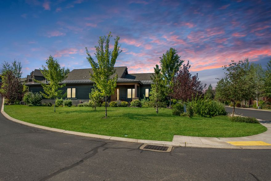 Motivated Seller!!! Grab your skis! Located just 15 min. from Mt. Bachelor, this luxury 2 bed/2.5 bath + office townhome is located in the neighborhood of Triple Knot in Tetherow. A spacious front porch is inviting as you enter into this luxury home. Custom features include open floor plan with wide plank flooring, vaulted ceiling with wood beams, gourmet kitchen with 2 islands, Jen-Air appliances, wine fridge and ample storage. Enjoy the mature landscaping while entertaining your guests on the expansive outdoor patio. The primary bedroom has floor to ceiling windows allowing natural light to brighten up the room. The en-suite bathroom has a walk in shower and large walk-in closet. Laundry/mudroom is located off of the 2 car garage. Home includes Control4 and Sonos sound system, office with built-in's, and 2nd en-suite bedroom. Owners receive access to Tetherow owners pool. Tetherow social membership is required and amenities include access to Tetherow Sport's Facility.