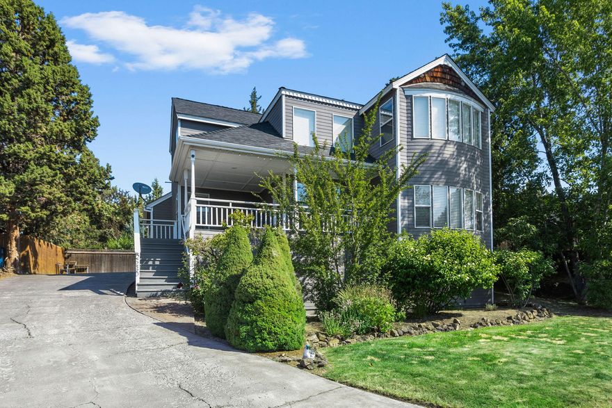 *****Seller is offering $10,000 towards buyer's Closing costs, Pre-paid's and or Rate Buy downs ******This recently updated Tudor-style home is located in the heart of NE Bend. This architectural gem features three bedrooms, two and a half baths, and a spacious office. Upon entering, you are welcomed by the warmth of reclaimed wood laminate floors that extend throughout the home.
The kitchen has remodeled and showcases beautiful butcher block counters, a charming farm sink, and a full Samsung stainless steel appliance package. Year-round enjoyment awaits on the large covered, refinished front deck, offering picturesque views of the surrounding beauty. New water heater and A/C