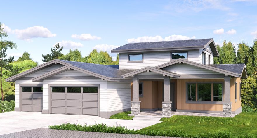 Beautiful brand-new home currently under construction on Bend's Westside close to Shevlin Park, Deschutes National Forest, mountain biking and hiking trails. Shevlin West lot 99 is in a new subdivision that has it all. This beautiful two story home offers a partial mountain views and a serene, private back yard and paver patios. Great room concept: open floor plan with ample large windows with a light & bright feeling. Living room features filtered mountain views, elevated natural gas fireplace with built-ins on each side. Main floor primary bedroom with a large bath: twin vanity, tiled shower and huge walk-in closet. Island kitchen has professional grade stainless steel appliances, refrigerator and slab quartz countertops. Upstairs is a generous bonus space, two additional bedrooms, and shared bathroom with tiled tub/shower and tile floors. Deep 3 car garage with ample room for all your outdoor gear.