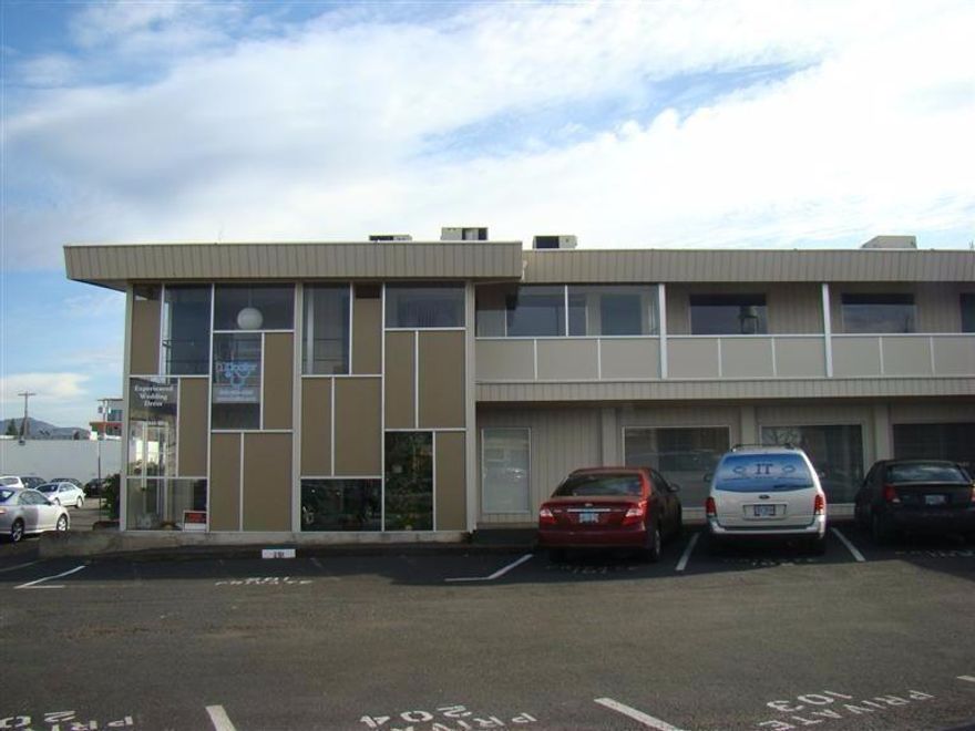 Great location, great price! Corner of 3rd and Bartlett, close to the Medford Commons and the parking garage. First floor space. Four offices (two large offices and two smaller offices. The large offices could be divided or have multiple workstations or a conference room) with an ADA bathroom. Off street parking included plus street parking available. Modified gross lease. Landlord pays for all utilities except natural gas for heat. One year lease preferred.