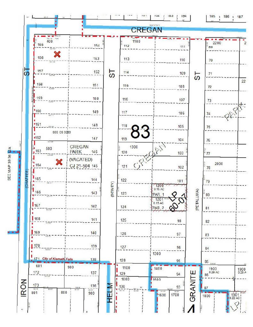 Perfect for workforce housing development, medium density,  City Services.  Designed for 34 lots.  Very livable residential area with 9 acre Cregan Park just across the street.  Less than $8,000 per lot and Crossroads commercial being built less than a mile away.  Urban conveniences with rural lifestyle and lower costs.