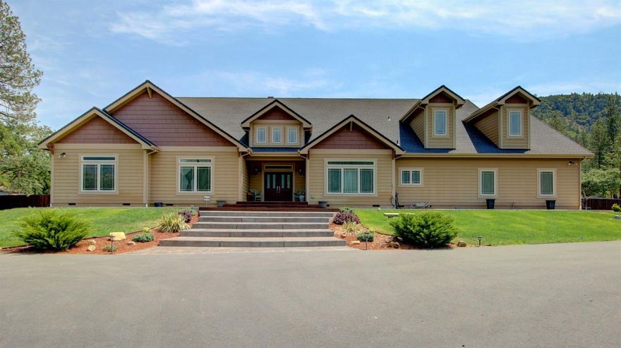 HUGE Price Reduction! Luxurious Country Living! One-Owner custom home 4425 sf, 4 lg bedrooms/3 oversized baths with impressive open floor plan. Home is wheelchair accessible. The interior boasts an expansive great rm w/wood burning fireplace, lg formal dining area, family-sized breakfast nook, vaulted ceilings throughout, & bonus living area upstairs plumbed for a wet bar. Kitchen has granite counter tops, stainless steel appliances, abundant cabinetry & huge walk-in pantry. The master suite is impressive with French doors to a lg covered patio w/custom privacy shades & has huge walk in closet. There is an oversize 3-car garage, separate RV/Boat/Trailer parking w/50 AMP hookup, has 2 paved driveways & custom solar powered wrought iron gates for entry. This home is a must see sitting on 1.93 acres beautiful Valley & Mountain views & grandfathered seasonal irrigation rights. The well passed inspection & is 12.9 GPM, This Home is located 1.5 mi of I-5, close to downtown.