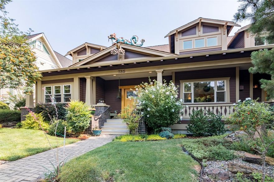 Beautiful Custom home in the heart of Historic Jacksonville. Located in the highly desirable Nunan Square. Walking distance to downtown shopping and the Britt Festival. This home was built by true craftsman. The master is on the lower level with 2 bedrooms and a bonus room used as a bedroom upstairs. On the main floor is an additional space used as an art studio. Large covered front porch is great for entertaining with the double patio door opening up into the dining and great room. The home was built with large windows that capture the wonderful natural light throughout all of the rooms. There is an additional small back patio for relaxing and entertaining guests. The garage is behind the home and has one door but is long enough for two cars. There is custom cut trim on the home setting this home apart. The main lower living area has beautiful solid hardwood oak flooring as well as hand cut artisan stain glass windows in the home.