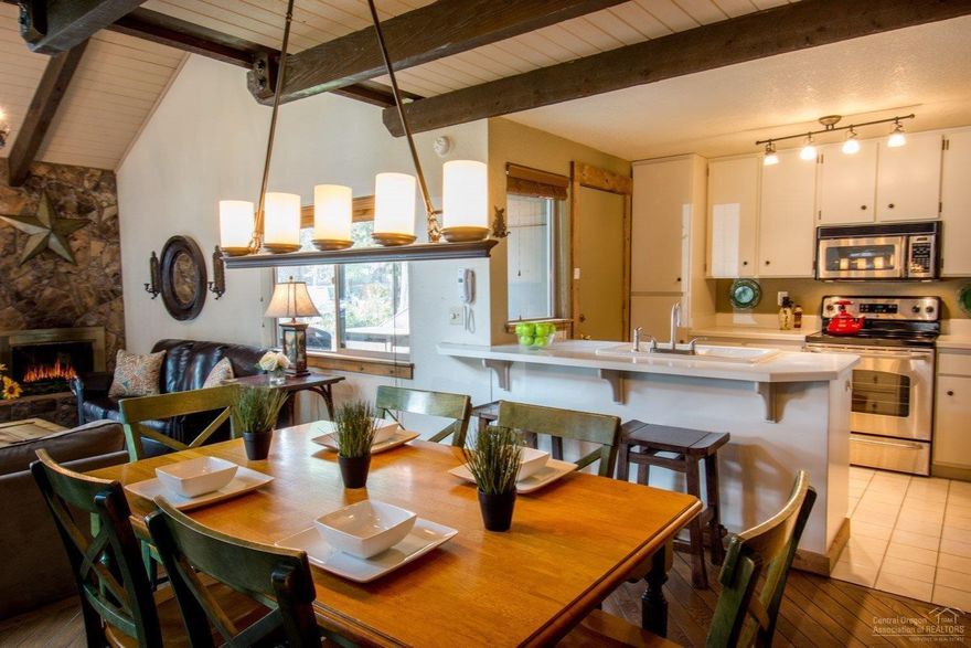 With easy-access to all the Sunriver amenities, this mountain retreat is an ideal place to create family traditions. Enjoy game night around the wood-burning fireplace with lava rock facade. Open living space with vaulted ceilings and exposed beams provide rustic charm while an abundance of windows let the sunshine in. Tucked in a quiet corner with lots of green space, this floor plan offers a great separation of space; 2 bed/2 bath plus loft, 1,580 sq. ft. This is your base camp for Sunriver adventure!