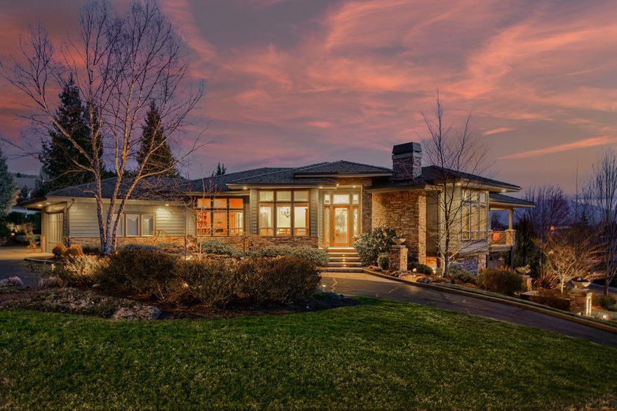 Saddle Ridge Estates! Elegant Frank Lloyd Wright inspired architecture design & custom built by Morgan Pacific Construction. 3 master suites, 4.5 baths + 2 offices. High ceilings & lg windows, hand scraped cherry hardwood floors, amazing kitchen for entertaining w/6 burner Wolf range top, new Wolf Dbl convec. ovens, built in lg refrige, wine bar w/ wine refrige, granite counters, lg island & eating bar. Great rm w/ floor to ceiling stone wood burning fireplace w/gas starter & built ins. Granite & stone heated floors in bathrooms. Lg master suite w/2 decks offers view of Mt Ashland & the valley, lg marble tile shower w/ dbl heads, air soaking tub, dbl sinks, water closet & lg walk in closet. Beautiful formal dining rm. Grand staircase to lower level family/rec rm w/wet bar, bath & office & slider to private gunite heated pool w/waterfalls, outdoor kitchen & gorgeous landscaping. Lg circle driveway w/ RV or small boat parking, 3 car oversized garage & 500 SQ FT unfinished storage rm.