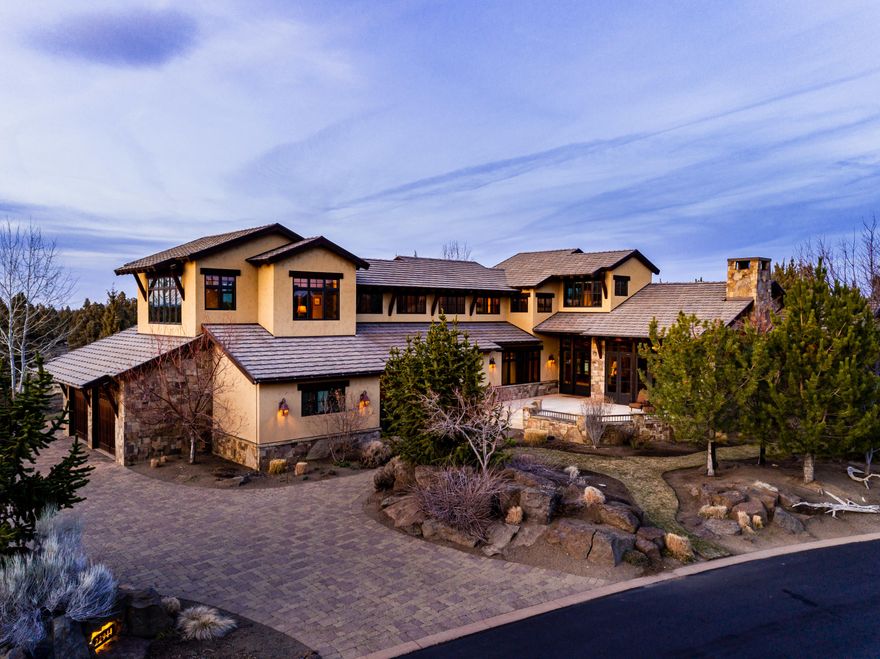 Masterfully built home located in the Estates at Pronghorn Resort in Bend, Oregon.  Private, 1.48 acre, double lot bordering the edge of the Pronghorn Resort property and backing to 20,000 acres of undevelopable public lands.  Extensive list of top-of-the-line features, attention to detail and thoughtful design are evident throughout this 4,978 square foot home.  4 bedrooms, 4 bathrooms and two outdoor entertaining areas in addition to a 2-person office with lounge, wine room and upstairs bonus room w/mountain views.  Primary Bedroom wing on main floor w/beautiful walk in closet and ''instant-hot'' sauna and no second story above.  Second master bedroom upstairs with expansive Cascade Mountain Views.  Covered, heated back patio with built-in BBQ, fireplace and television.  Covered Hot Tub.  Fire Pit. 4-zones of radiant heat on main level including Primary Bathroom shower walls. Snow melt system on front and back steps.