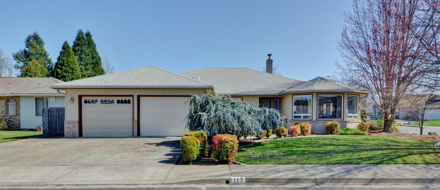 This beautiful home is located in one of Central Point's most desirable neighborhoods, Jackson Creek Estates. This classic community is a tree-lined scene of beautiful homes and well cared for city parks. It is near the local schools, shopping, and all city services. With over 2000 ft.² of living space, the living room, formal dining, and kitchen areas are spacious and well-lit. Each of the three bedrooms are of nice size, with large closets for storage space. The big master suite offers privacy due to the split floorplan, and lets you enjoy the private, fully fenced backyard via the sliding door to the patio. The wood stove insert in the living room adds to the cozy ambiance. Off the informal dining area and living room, there is easy access to the covered patio. The large corner lot offers plenty of space for relaxing, entertaining, or gardening. Dual storage sheds for toys & miscellaneous equipment! Other extras include a new heat pump and a tankless hot water heater.