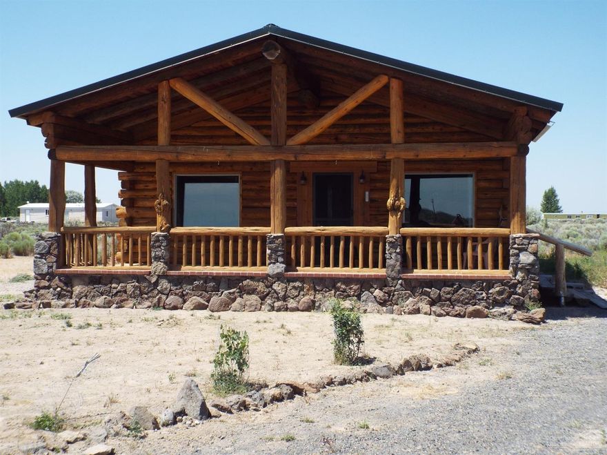 Beautiful, rustic log home retreat is the perfect place to get away from the hustle and bustle. Spend evenings relaxing on the 300+ sq ft covered front porch. If you are looking for some fun, there is plenty to do from golfing within walking distance, to riding your ATV's on over 8,000 acres on the Christmas Valley Sand Dunes, to exploring Crack-in-the-Ground, Fort Rock, Hole-in-the-Ground, and so much more. If you're a sportsman, this a great place for you to use as base camp.