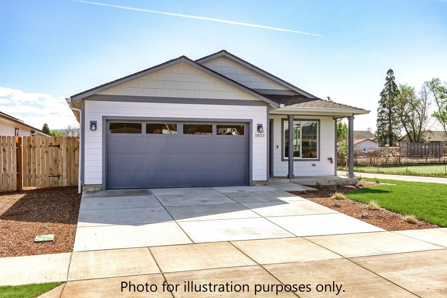 Another beautiful new construction home almost ready for new owners!! This 3 bedroom, 2 bath home in under construction. (Photos are for illustrative purposes only) Features vaulted ceilings and a spacious feel when you walk through the door. The home has a modern color scheme, beautiful granite counters, laminate flooring, tile backsplash. A fully fenced yard, gorgeous garage door, landscaping front and back, with sprinkler and drip system. Set in southwest Medford, close to shops and other amenities (Cherry Street Meats & Cartwright's Market to name a few). This home is a must see for under 400k. (The address does not map correctly yet) Use ''Aster St, Medford'' to get proper directions. Agent is related to seller/builder.