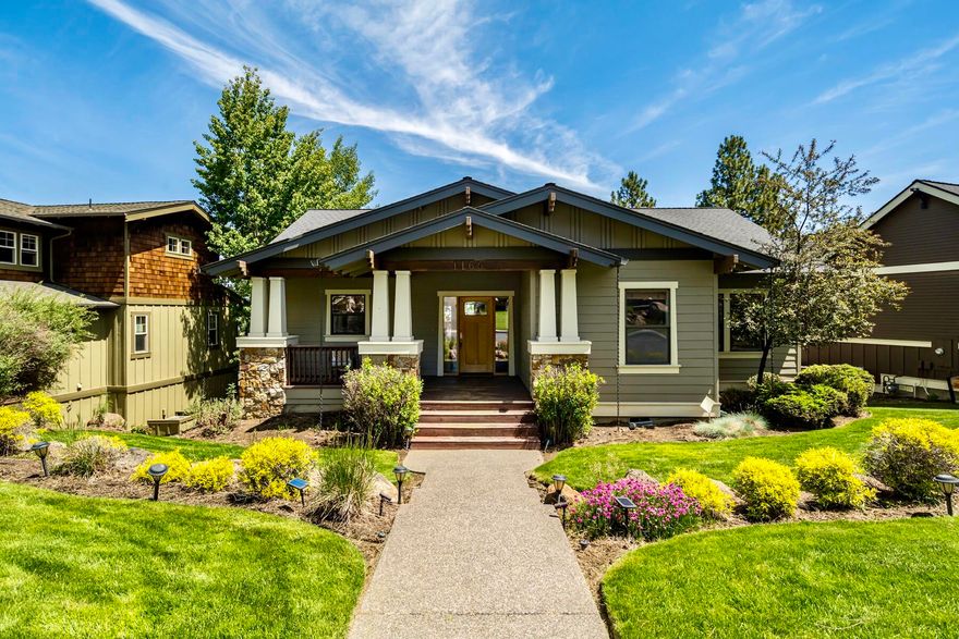 Come experience all that Bend has to offer from this beautifully designed bungalow ideally located in the Awbrey Village neighborhood in NW Bend. This light and bright home features an open floor plan and flexible living spaces. Vaulted ceilings and strategically placed windows in the great room capture northeasterly views toward Smith Rock and the Ochocos. Main level primary has separate deck access and Cascade mountain views, complete with ensuite bath featuring dual vanities, soaking tub and well equipped walk-in closet. Two additional bedrooms, another full bathroom and a laundry room are located on the main floor, while the lower level provides flexibility with a second spacious ensuite bedroom with exterior access, ideal for in-law quarters. An oversized extra deep garage has space for adventure gear plus extended storage under the home. Nearby community park and trail access down the street to the Archie Briggs Canyon and trails beyond. A wonderful base camp for Bend living!