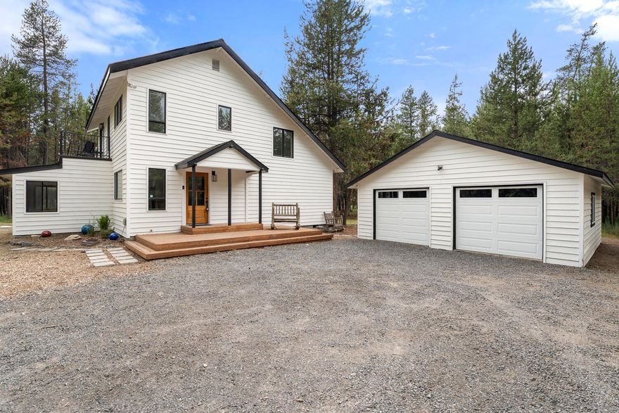 Tucked behind a gated entry and wrapped in a 6-foot cedar fence, this fully fenced 5-acre property offers the kind of peace and privacy that's hard to find. The home has been tastefully updated with fresh paint, new roof, flooring, cabinets, interior trim and zonal heating and cooling. An office and loft provide flexible space that could easily become a 3rd or 4th bedroom. Step out onto the upper deck or slip into the hot tub and enjoy the quiet. There's a detached 2-car garage and plenty of room for future buildings. No HOA means RV Parking and space for all your toys! Minutes to HWY 97 and close to endless Central Oregon adventure.