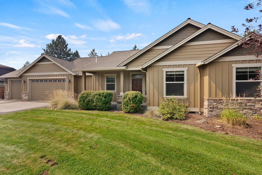 Minutes from breweries, dining, parks, trails, and downtown, this home blends style, utility, space & privacy. Located on a 0.31ac lot in Bend's Cambria neighborhood, this single-level 2011 New Era home sits on a quiet cul-de-sac. An open floorplan features vaulted ceilings, beautiful wood floors, and a thoughtfully designed kitchen with walk-in pantry. The inviting great room is complete with a gas fireplace. A large soaking tub, tile shower and an enclosed toilet grace the main bathroom.  The expansive backyard offers excellent privacy using mature trees and the covered patio is ideal for outdoor dining or quiet evenings. A large storage shed coupled with the 3-car garage provides ample storage. The HOA includes snow removal, road maintenance, and common area landscaping.