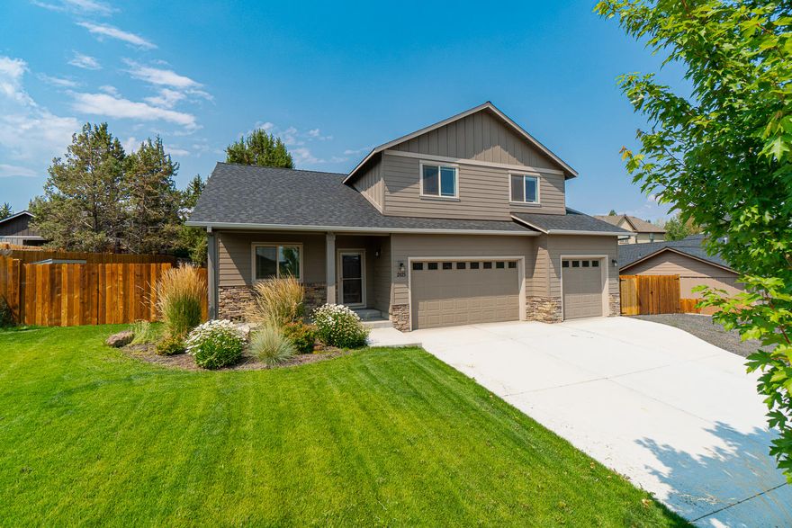 Located in a quiet SW Redmond neighborhood just minutes from Umatilla Sports Complex & Luna Park. Easy access to Hwy 97 & Rdm airport. Great room floorplan w/ cozy corner gas burning fireplace, dedicated office off the entry, wood look laminate flooring throughout main living area, 	Quartz slab counters, brand new SS appliances. All new interior paint & plush carpets throughout. Open kitchen ftrs breakfast bar, corner pantry & spacious dining area w/ sliding glass doors that lead to the backyard. Huge windows bring in a ton of light & the outside in. Primary bedroom is located on the main w/ large walk-in closet & double vanity, sitting area. Upstairs ftrs 3 additional oversized bedrooms that share a full bath w/ double vanity & a huge bonus room. Space for 2nd living space plus home school area. Home boasts natural gas forced air w/ AC, 3 car garage, dual gated RV parking w/RV dump, fully fenced & landscaped w/ sprinklers, chicken coop plus a large paver paver patio for entertaining!