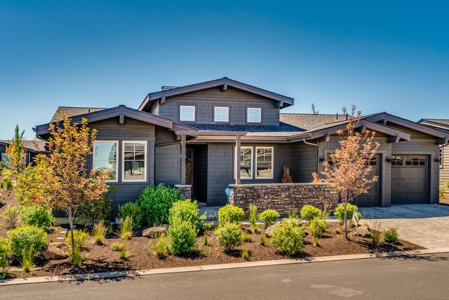 Beautifully Updated Single Level Floorplan in the desirable Rim Neighborhood at Tetherow. Functional Floorplan featuring Three Bedrooms, all with On Suite Bathrooms. Additionally, a Large Office/Media Room provides additional useable space and flexibility. Vaulted ceilings in the Kitchen and Great Room highlight and add to the Open Concept Floor Plan. Front and Rear Outdoor Entertaining Spaces, with a gated front courtyard, and a covered back deck, featuring an outdoor fireplace. Ideal turnkey Tetherow property. HOA covers exterior maintenance. Located close to the new Tetherow Homeowners Pool.