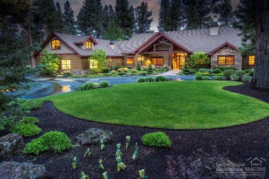 Simply one of the most beautiful homes in the Central Oregon area. Huge interior re-claimed beams from San Francisco train depot in entry and great room. Planked wood flooring, limestone floors and bathroom showers, gourmet kitchen, radiant heat system, and custom alder cabinetry throughout. Located on the 16th Fairway with golf course and water views. Fully landscaped. Stunning!