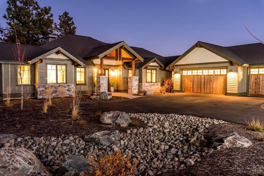 Schumacher Construction contemporary craftsman farmhouse interior home sitting on premier building site in the heart of Tetherow. Open concept, large single level home with 3 master suites and a private office. Custom finishes throughout. Low maintenance half acre. Entertainers patio sits on the make it or break it 15th green with views of Hosmer Lake and Mt. Bachelor. Sales price includes $30,000 Tetherow Golf Course membership but buyers can sell membership and elect to be social member.