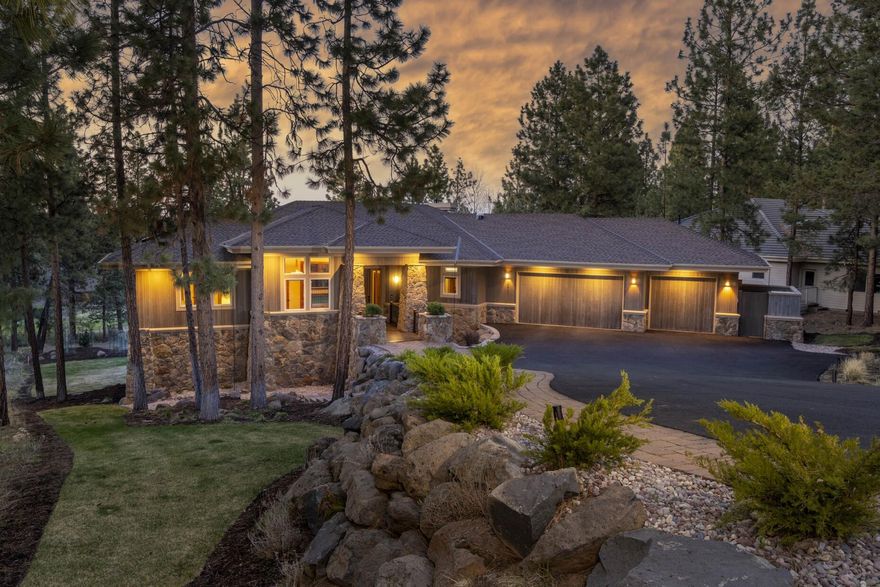 This impeccably updated retreat balances luxury finishes & contemporary design w/ a welcoming aesthetic that will make you never want to leave home. Set back off the road on the 9th hole of the Awbrey Glen golf course, this completely redesigned home features a stunning kitchen w/ rare Dragon Red granite countertops & extensive wood cabinets, as well as an appliance drawer & butler's pantry for the discerning home cook. Off the kitchen, a sunken living rm features a gas log FP & soaring windows to take in the golf course views. The main-level primary suite looks out onto the same views & includes a gas FP & spa-like BA w/ jetted tub & W/I tile double shower. Two W/I closets provide space for all. In the daylight lower level, find two more full suites, as well as a flex rm. Host watch parties in the large family rm on this level w/ well-appointed wet bar, surround sound, & deck access. This home also offers a main-level office, large laundry/mudrm,  3-car garage, & tons of storage.