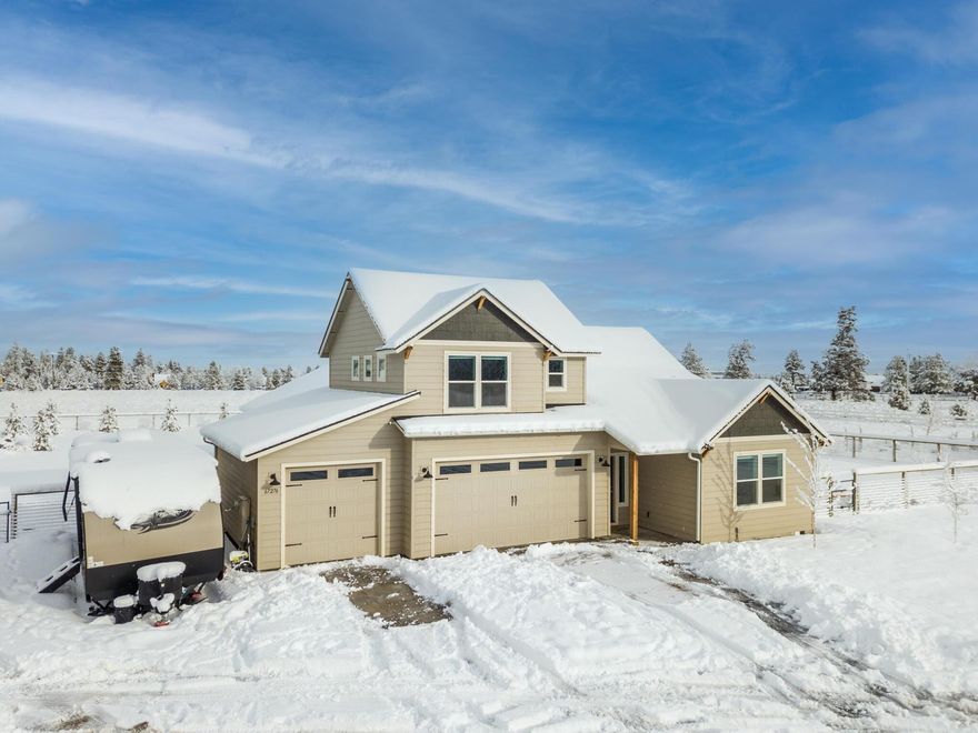 Beautiful custom built 4 bedroom 2.5 bath home on 5.23 acres with Black butte is visible from living room and master. From the patio can see Jefferson. Also pick a boo views of the sisters from the bonus room. Home, private well, a septic system  are 2 years old.  Fenced back yard with a beautiful white fence around the entire property.  Enjoy sitting on your vaulted patio, looking at the amazing Sisters mountains.  Or enjoy the fire pit on the additional paved patio. Home is main level living except bonus room upstairs. The amenities and extras on this home go on and on.  This is a must see!