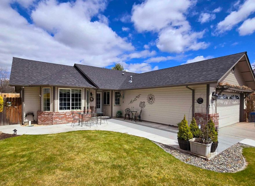 Beautifully Maintained Home with Custom Touches and Recent Updates This well-kept home features thoughtful upgrades and custom details throughout. With a new roof and fresh exterior paint, it's turnkey and ready for entertaining.Inside, enjoy vaulted ceilings, a spacious dining area, and a cozy gas fireplace. Built-in cabinetry offers great storage, and the bright kitchen includes pull-out shelving, a large island, and plenty of cabinets. All appliances are included, with a brand-new dishwasher.The layout offers a primary suite with en suite bath.The 3rd bedroom is currently being used as an office.The hallway laundry area adds convenience and storage.Relax in the private, fenced backyard, or on the cozy front porch. The low-maintenance yard features underground sprinklers and two garden sheds for extra storage.