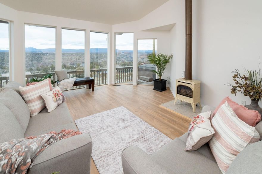 Capture full panoramic views of the beautiful snow capped Cascade Mountains and the Crooked River canyon from the open living/kitchen. This newly remodeled 3 bedroom (possible 4th), 3 bath home sitting on 2.42 acres, features large picturesque windows, new granite countertops in the kitchen, new quartz counters in both baths, upgraded sinks, faucets and lighting fixtures, freshly painted and new LVP flooring throughout.   

Enjoy separate quarters for your guests or your own personal office with a 900 sf vaulted bonus room, office, bathroom & wet bar above the detached garage and large walk out deck to enjoy the sunsets from the second story. 

 Private driveway to your home and large 4 stall fully enclosed barn for your horses, cows, livestock, etc. with water, power and cross fenced for all of your animals. 

Enjoy all the amenities that Crooked River Ranch has to offer, such as golfing, biking, trails, horseback riding, tennis, swimming  and fishing.