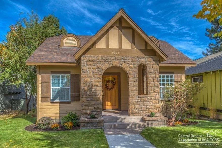 Charming Tudor style home in award winning Northwest Crossing on Bend's desirable Westside. Master on main level, upstairs 3rd bedroom or family room boasts unobstructed mountain views. In addition to the double car attached garage and street parking this home has ability to park 3 cars in the driveway. Easy low maintenance yard,a block away from shopping, dining, medical services, parks, schools, farmers market and bike trails Showings start Nov 4 Sunday