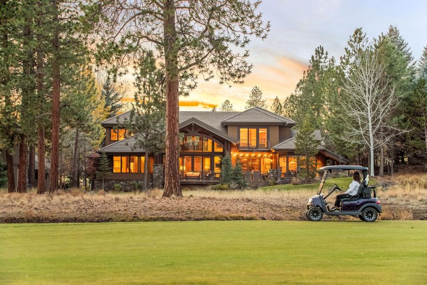 Welcome to your dream home in the exclusive, golf community of Broken Top. This home offers privacy, ultimate luxury and spectacular views. Situated on a large lot, overlooking the lake, the 4th fairway, and green, this Sun Forest custom-built masterpiece combines timeless elegance with modern functionality, creating the perfect retreat for everyday living and entertaining. The main level is just over 3,200 sqft and is designed with both luxury and versatility in mind. It features two dedicated offices, a mud room, large laundry room and a large, peaceful primary suite with incredible views of the lake and golf course, while the ensuite bathroom features a soaking tub and walk-in shower. Upstairs, you'll find two generously sized guest bedrooms, each offering ample closet space and comfort, a wet bar and billiards room, making this the ideal space for both intimate gatherings and grand celebrations.