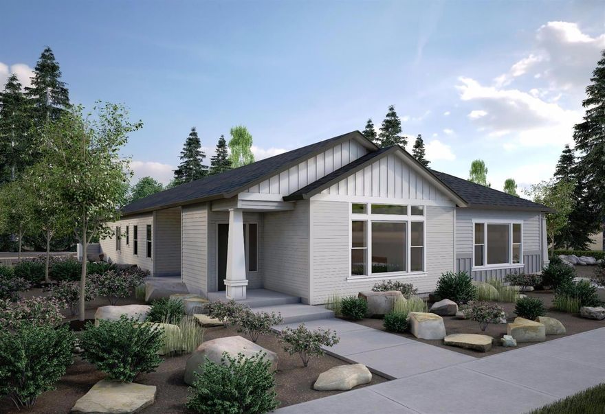 Lot 242, Snowy Butte Station Phase 5. New construction in Central Point, close to town. Beautiful row houses, plans with either coved or vaulted ceilings. Hardwood floors in the living & dining rooms, kitchen, and hall. Living room has gas fireplace with tile surrounds. Granite kitchen with tiled backsplashes, stainless steel appliances, soft-closing drawers, and double sinks. Walk-in pantry, laundry tub in garage. Master bath has walk-in shower and double sinks. Covered patios, oversized 2-car finished garages, alley access. ICF wall construction beween the units. Wonderful planned community with City park and greenway areas. Completion approx. May 2017