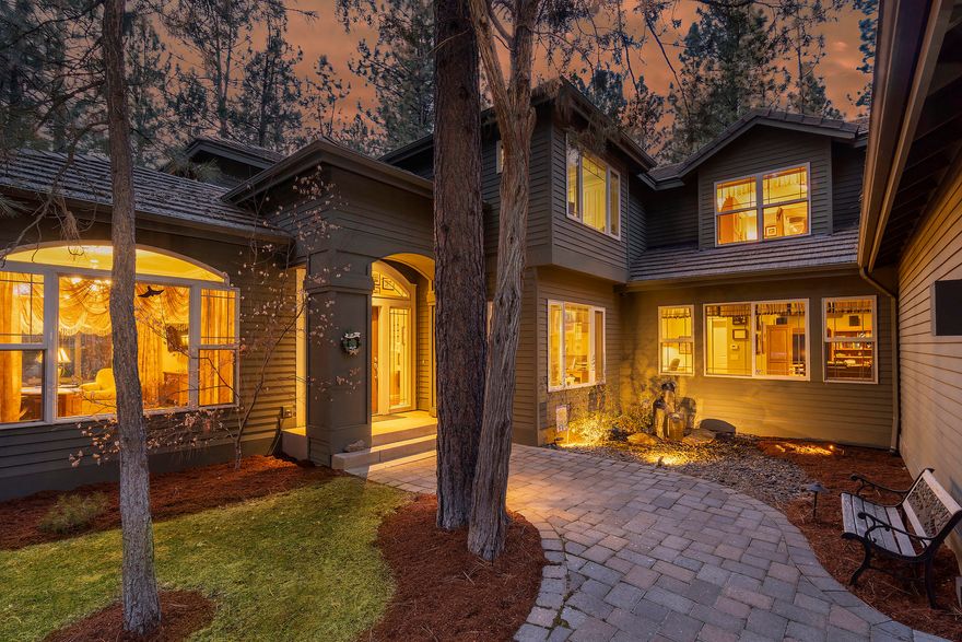 Private courtyard with paver walk & tranquil bubbling fountain leads to casually elegant home, remodeled to the very highest standards with an attention to detail that characterizes all interior spaces. Flexible floorplan provides many options for a variety of lifestyles. The gorgeous, well-appointed kitchen is the heart of the home, w/ top-of-the-line appliances & finishes that include sub-zero refrigerator, double Viking ovens & cooktop. Stranded bamboo flooring leads the way to cheerful sitting room, two offices, great room w/ mountain view, media/family room & flex room. Multiple areas to entertain, work & study from home, inc space for home gym & art studio. Luxurious owner's suite features mountain views from European balcony, dual closets & spa-like bath w/ Japanese style jetted tub, steam shower & Rohl faucets w/ Swarovski crystal handles.  Cobbled paver terraces provide outdoor living areas from which to enjoy the peace & quiet of professionally landscaped yard & mountain view