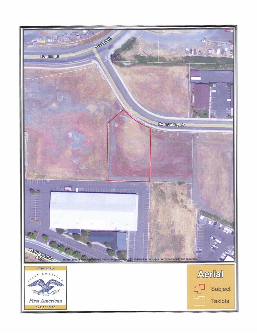 This is a .74 acre level lot in the very busy Spalding Industrial Park, ready for your new facility to be constructed. Easy access to I-5. First lot in on Industry way for good visibility.