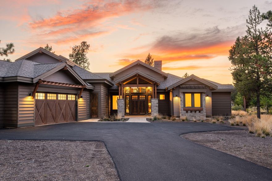 Experience the pinnacle of Caldera Springs living in this stunning 4-bedroom custom home perfectly positioned on the Caldera Links golf course.  Offering 3,672 sq. ft. of beautifully designed space, this residence features a chef's kitchen w/ a waterfall quartz island, 6-burner cooktop w/ warming shelf, & custom alder cabinetry. The main level boasts three private suites, a dedicated office, & a spacious great room w/ golf course view. Upstairs, enjoy a full bath & two versatile rooms, each w/ its own mini-split system. Step onto the covered patio to watch stunning sunsets, soak in the hot tub, or entertain w/ ease — all complemented by a 3-car garage w/ a private bay for added convenience.  Sold furnished and ready to welcome its first owners, this home includes exclusive access to Caldera Springs' premier amenities—golf, Quarry pool/fitness, Forest House, pickleball, tennis, & over 13 miles of trails—just minutes from Sunriver, the Big Deschutes, & Mt. Bachelor.