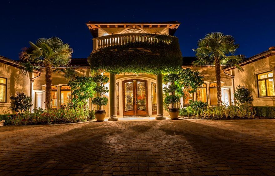 Built for Mike Pagnini, now a Masterpiece In & Out; Home was featured in Affluent Living Magazine, Old world European style. Expansive Views of the city lights. Gorgeous attention to detail, Chef's kitchen, marble, granite, stone, & wood inlays, lg formal dining rm w/arched doorway & lg columns, beautiful ceilings, 6 fireplaces, built-ins, grand stair case, library/office w/3 sets of French doors, Surround system Movie theatre room seats 12 plus bar seating; 3 living rooms, 4 Master Suites w/ sitting rms; elevator, 4 CA Garages w/storage cabinets; Pool with cascading waterfall from spa; 36 palm trees, outdoor kitchen, outdoor living rm with stone fireplace, putting green, beautiful mt and valley views, RV parking, lg pavers circle driveway w/4 sided water feature, many high barrel & custom ceilings throughout, wine cellar, lg wet bar & mini kitchen setup, game room, intercom & sound system.