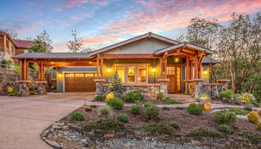 Gorgeous architectural design by Ken Snelling built by Bruce Brown beautiful craftsman Northwest style home w/ all the upscale amenities you want to live in the forest with city services & super close to downtown Jacksonville, Britt gardens & trail system. Gorgeous hardwood floors, beautiful open kitchen to great room with wood burning fireplace w/gas starter. Many covered patios & decks for entertaining. Views of city lights and surrounding mountains. Huge butler pantry, 2 primary suites, 2 amazing living areas. Main level suite w/sitting area/Library. 2nd suite downstairs w/another retreat room & mini kitchen set up. Media/pool table room or could be a large wine cellar. Temperature controlled greenhouse w/sink. Beautiful hillside water feature, lg shop & a separate craft room w/cabinets & sink counter off garage area. The list goes on it is truly a beautiful one of a kind property and home!