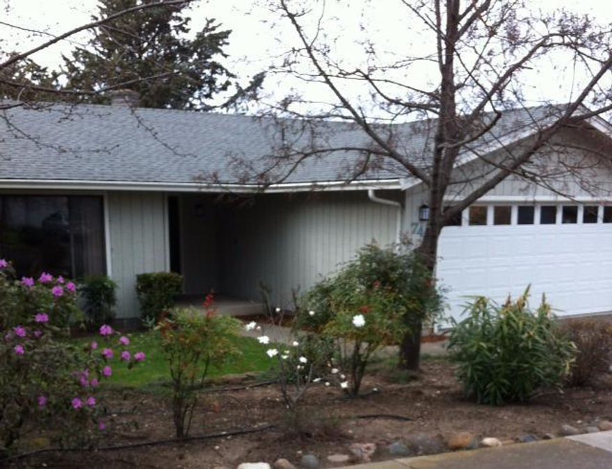 Single story 1474 Sq. ft. 3 Bedroom 2 Bath with additional enclosed patio/room (Not included in Sq. Footage) 2 car garage. Large off street parking area. New roof,paint appliances, carpet, tile floors in kitchen and baths within the last few years. Low maintenance yard. Close to Helman school, bike path and dog park.