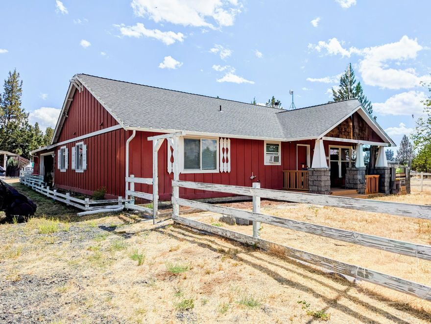 Peaceful country living and endless possibilities await in this well-crafted single-level home on 1.72 private acres in Prineville Lake Acres II. Designed with care, this custom Craftsman features 3 bedrooms, 2 baths, vaulted ceilings, a cozy wood-burning stove, and beautiful hickory cabinetry. The bright, open kitchen and spacious great room are ideal for gatherings. Outside, discover a variety of versatile outbuildings—greenhouse, chicken coop, garden beds, workshop, sheds, and fenced areas perfect for animals, hobbies, or storage. The setting is quiet and private, with starry nights, wide-open skies, and nearby BLM land to explore. With a little vision and finishing touches, this well-built home and property could truly shine.