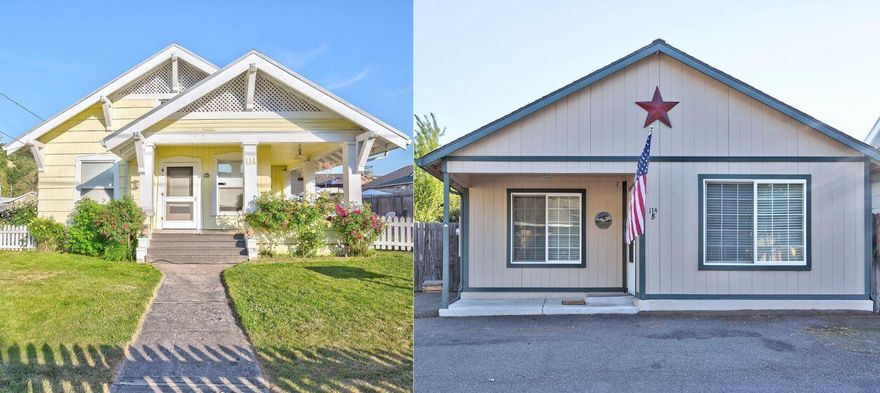 What an amazing opportunity to own two homes for the price of one! Could this be a multi family set up? or investment? 
The Charming Yellow home built in 1910 has been updated and is well kept! It was remodeled down to the studs including new wiring and plumbing! It has tall base boards & craftsman style trim through out, keeping the character of this beautiful home. You'll find laminate floors and a charming gas fireplace and great built-ins. Outside you have a large yard with a white picket fence and R.V. parking. 
The second home on this large lot was built in 2004 and has great modern amenities. This home has a nice private yard, plenty of parking and a darling front porch. Square footage of 2,019 is both homes square feet. Yellow House is 1080 sq. ft. and the second home is 939 Sq. ft.