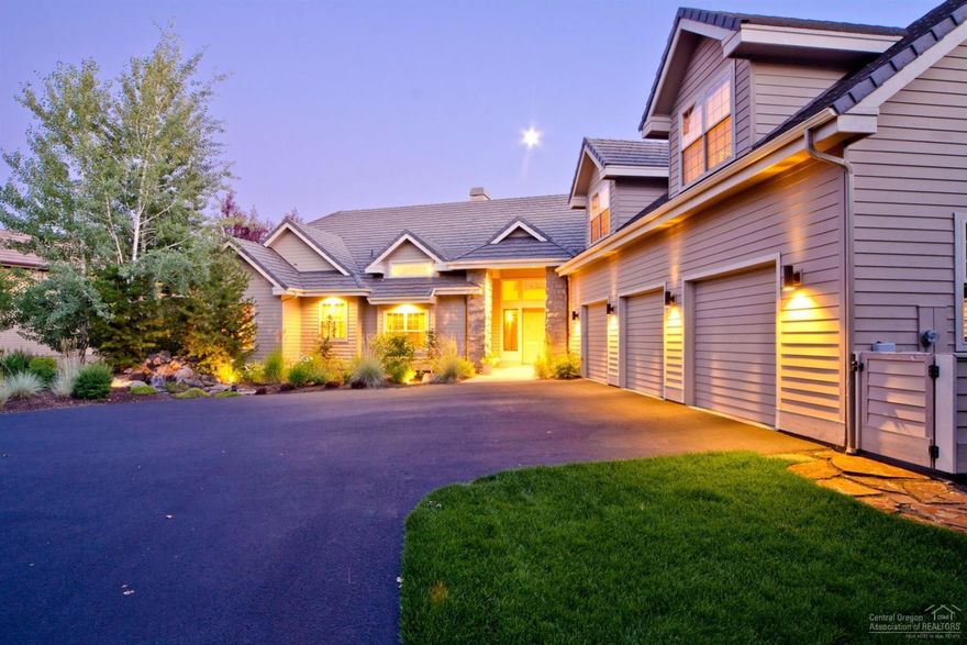 Beautiful custom home in Broken Top with impressive great room, stacked stone fireplace, floor to ceiling windows, gourmet kitchen with two dacor cooktops. Two flex spaces perfect for crafts, exercise room or playroom. Upstairs has a large guest suite and a separate office. Over 4,100 sq. ft of main living with a spacious outdoor patio featuring two pergolas, built-in bbq, water feature and views of the 12th green and the fairway. This home is in immaculate condition and it perfect for entertaining.