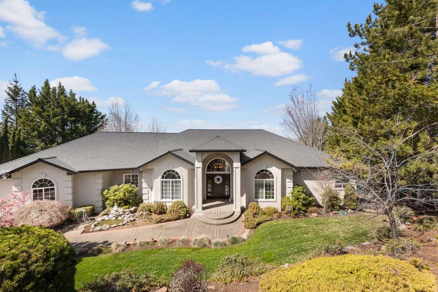 Incredible views! Truly an amazing home and location, located at the end of the road with only one neighboring home. This home features 3867 sq ft, 3 bed and 2 full plus 2 half bath and an office. Walk into the grand foyer and enjoy the wall of windows across the large livingroom for a breathtaking view indoor and out while experiencing vaulted ceilings, tasteful archways, hardwood and tile floors! Step into your light and bright kitchen that is updated with granite counters and high end appliances. Luxury main level primary suite has double sink vanity, heated tile floors, oversized soaking tub, steam shower & large walk-in closet. The lower level includes a family room & and 2 bedrooms plus a guest bathroom. Huge in-ground pool with solar heating. The grounds are beautifully mature and park like while you sit in the lighted Gazebo for a romantic evening or have friends and family over for a backyard BBQ. 3-car attached garage. Must see!