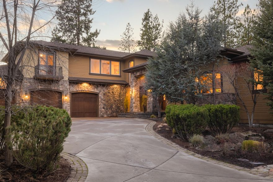 Exquisite custom Schumacher built w/Deschutes River views in gated area.  Truly a hard to find home of pure luxury, high-end touches & fantastic floor plan. Gorgeous hardwoods w/2 F/P & stone in main living area. Primary Suite on 1st floor features wet bar, gas F/P & spa-style bath.  Second Primary suite upstairs w/in-law,  guest kitchen, gas F/P, S/S appliances & 2 covered decks overlooking Deschutes River. Kitchen is a chef's dream, featuring impressive center island, breakfast bar, slab granite counters & perfect entertainment layout. Bedrooms are en-suites; 2,000 bottle capacity wine cellar w/temp controlled storage under house; 1250 sf 3-car garage w/epoxy flooring & cabinets. Covered  patio w/river views & snow top of Mt. Bachelor, features outdoor kitchen & gas fire pit. Landscaped fenced yard w/hot tub, easy access from yard to river. Whole house humidifier, water purifier, HW recirculator, heat tape on roof: feature sheet attached; some seller financing possible.
