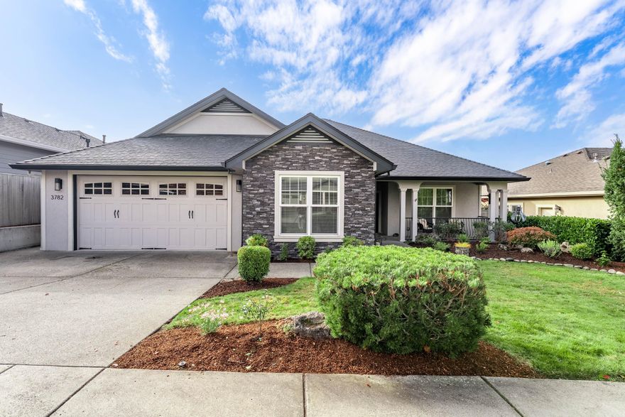 Spacious one-level  residence in prestigious Summerfield with South exposure featuring a popular split floor plan. The great room is anchored by a raised gas fireplace, built in storage cabinets & bookcases, soaring vaulted ceiling & fan. Enjoy the chef's kitchen with granite countertop, wood cabinets, breakfast bar, pantry and stainless steel appliances. The primary suite offers a vaulted ceiling with fan, dual vanities, a walk-in closet, tile shower, a deep soaking tub, solar tube & a door leading to the back deck. The additional 2 bedrooms make a great guest room & office with a spacious 2nd bathroom. Laundry room with sink, solar tube & lots of storage. Private yard with mature trees and a large deck off the living area. An over-sized 2-car attached garage is 21' x 31' feet with room for a long vehicle, trailer or boat. Community park with open space, play ground equipment & 2  pickleball courts.